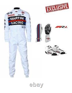 2022 MARTINI style KART RACING SUIT karting suit with Shoes and Gloves by FR1