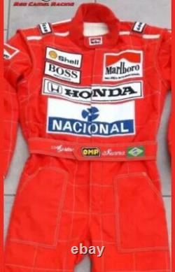 Ayrton Senna 1991 replica embroidered patches go kart race suit, In All Sizes