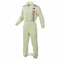Go Kart Race Suit CIK/FIA Level 2 Blue & White Printed Karting / Racing Suit