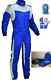 Level 2 Approved Cik/fia Kart Race Suit Kit Blue With White Stripes