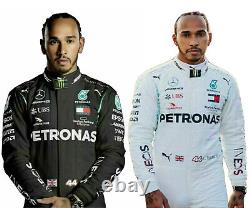 Lewis Hamilton Go kart Race Suit F1 Mercedes Car Racing Suits (White & Black)