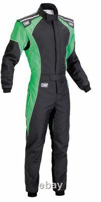OMP KS-3 Suit Black Fluo Green Size 60 Karting Racing Overall CIK 3 Layers STOCK