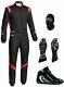 Combinaison De Course Sparco Go Kart Cik Fia Niveau 2 Approuvé Chaussures & Gants Mi 2 Karting