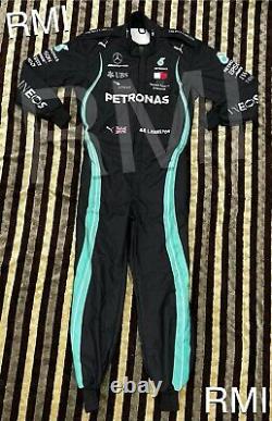 F1 Lewis Hamilton Black Mercedes-benz Dernier Style Imprimé Costume De Course / Karting