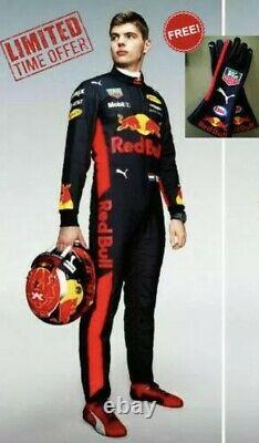 F1 Max Redbull Imprimé Costume Avec Cadeau Gratuit De Gants Go Kart/karting Racing Costume