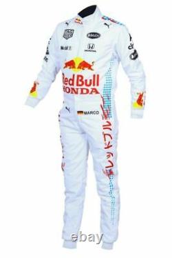 Go Kart Red Bull White Racing Suit Cik/fia Imprimé Numérique Avec Livraison Gratuite