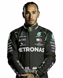 Lewis Hamilton Go Kart Race Suit F1 Mercedes Combinaisons De Course De Voiture (blanc Et Noir)