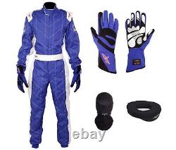 Lrp Adulte Kart Racing Suit Bleu Et Blanc Cik/fia Niveau 2 Suit Coté Pour Go Kart